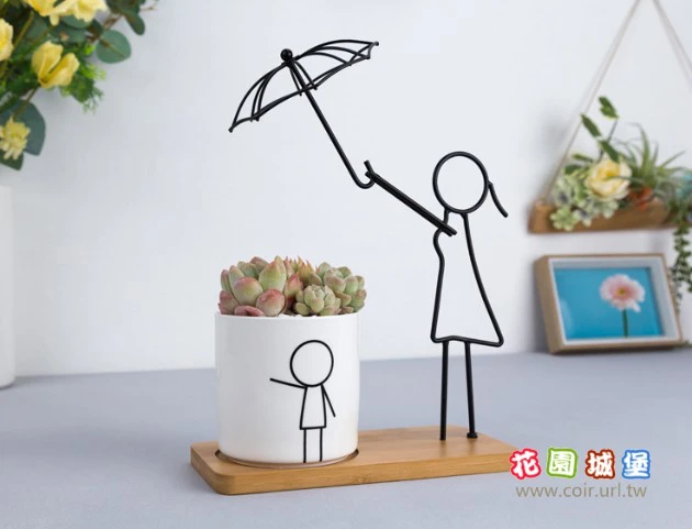 簡約藝術鐵架陶瓷盆組合-親子系列