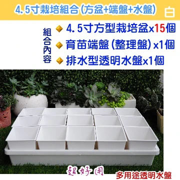 【超值組】整理端盤+透明水盤+4.5寸方盆育苗栽培組合