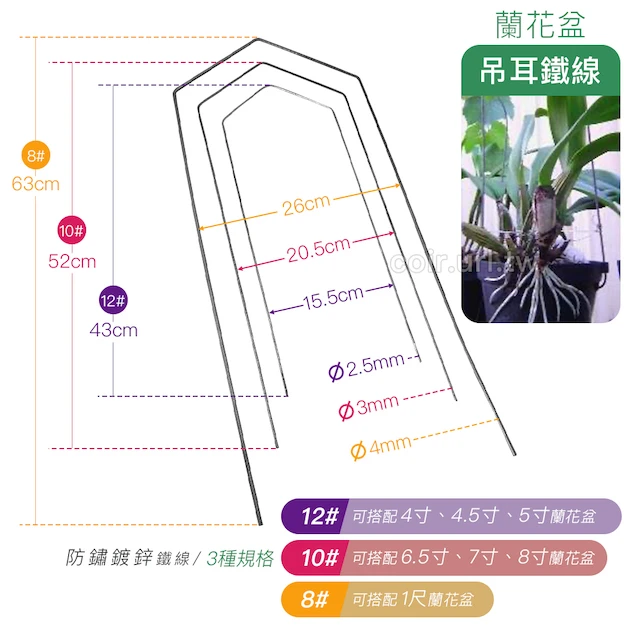 蘭花盆吊耳鐵線12#