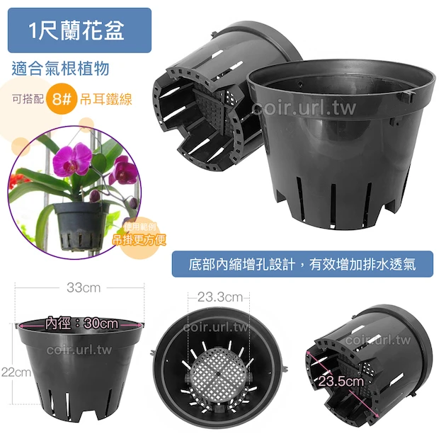 1尺蘭花盆(黑吊耳盆)(發泡盆)