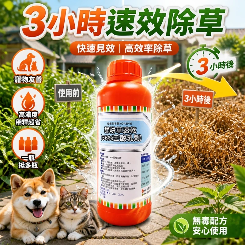 草速乾66%壬酸除草劑 1公升 無毒殺草劑除青苔雜草