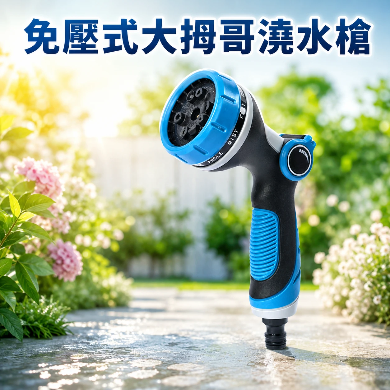 免壓式大拇哥噴水槍（10段水花變化）+奶嘴頭