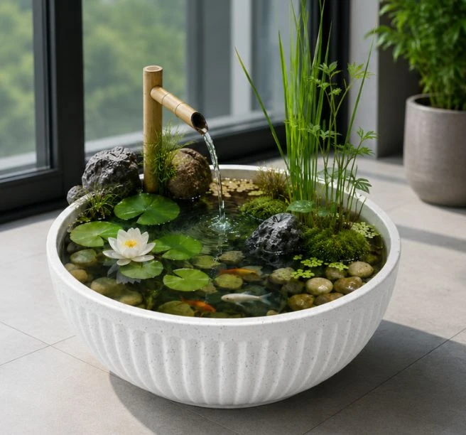 尺3(40cm)超厚仿石磨砂淺盆 無洞水生植物盆