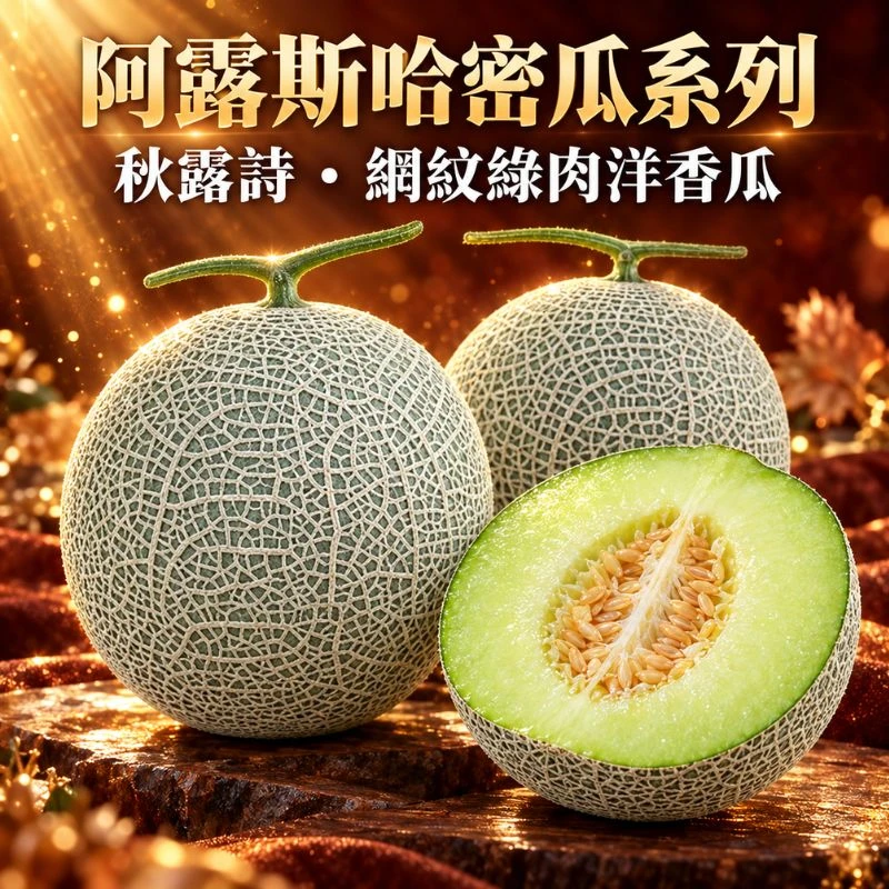 阿露斯洋香瓜「秋露詩」甜瓜種子 網紋綠肉哈密瓜