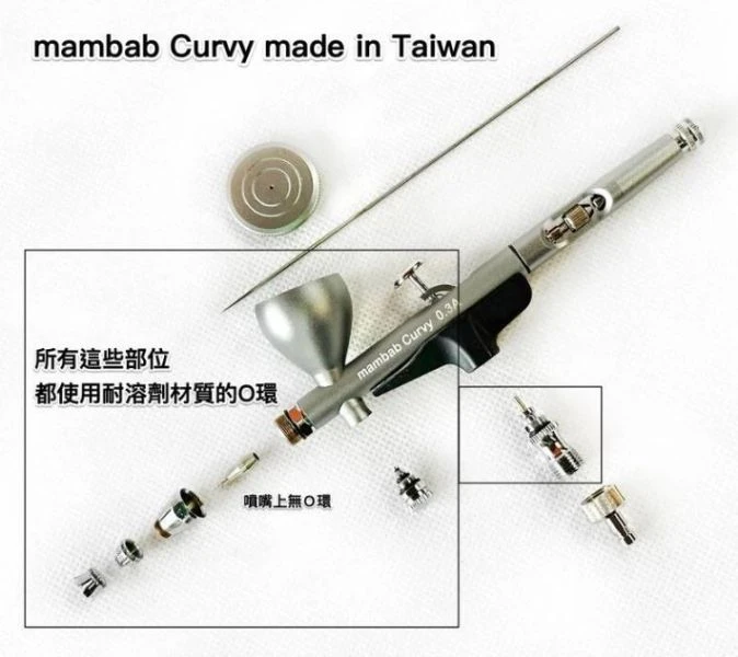 世穎 Mambab Curvy 03A 雙口徑組合 雙動式噴筆 0.2+0.3