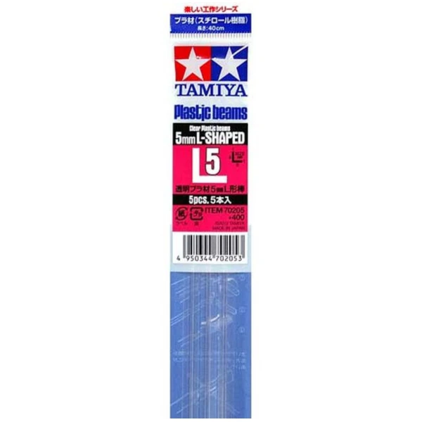 TAMIYA 田宮 透明改造棒 L形 5mm/長40cm/厚1mm（5入）#70205