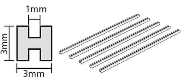 TAMIYA 田宮 透明改造棒 H形 3mm/長40cm（5入）#70206