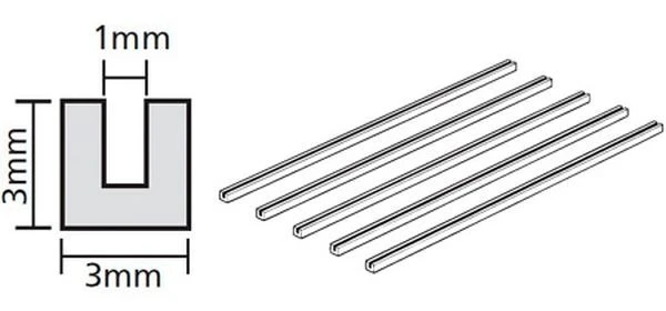 TAMIYA 田宮 透明改造棒 ㄩ形 3mm/長40cm（5入）#70207