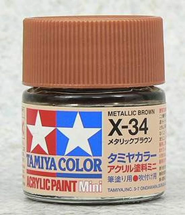 TAMIYA 田宮 水性 X-34 亮光 金銅 Mettallic Brown 10ml