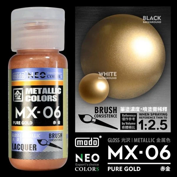 modo摩多製造所 NEO瓶 全新二代金屬色 MX-06 MX06 赤金 30ML 模型漆