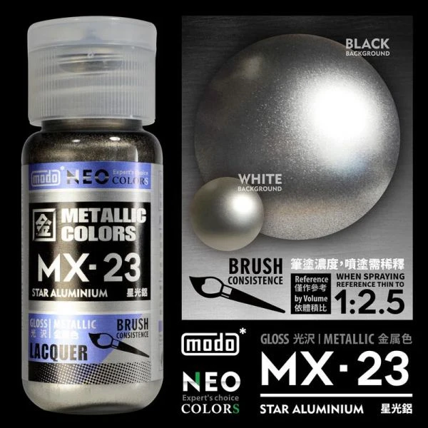 modo摩多製造所 NEO瓶 全新二代金屬色 MX-23 MX23 星光鋁 30ML 模型漆