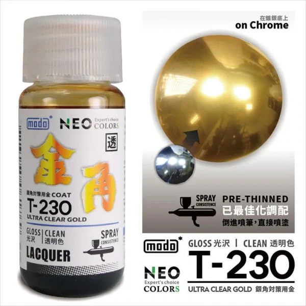 modo摩多製造所 NEO T-230 T230 金角-銀角對策用金COAT(單售) 30ML 模型漆
