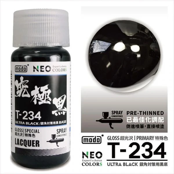 modo摩多製造所 NEO T-234 T234 究極黑-銀角對策用BASE(單售) 30ML 模型漆