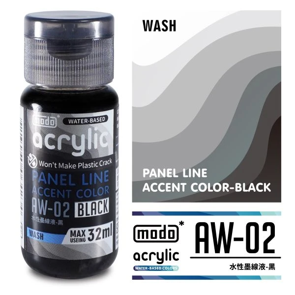 modo摩多製造所 水漆 AW-02 水性滲線液-黑 32ml
