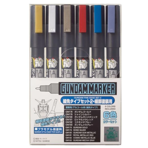 GUNZE 鋼彈麥克筆套裝組 GMS-126 GMS126 鋼彈細部塗裝組2 6色