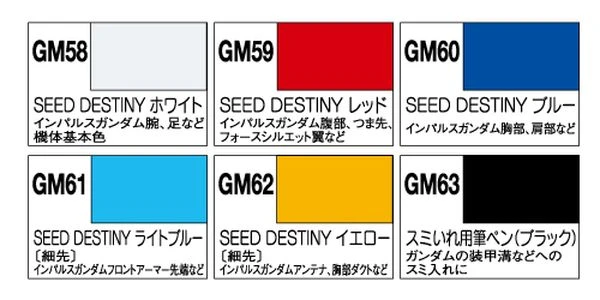 GUNZE 鋼彈麥克筆套裝組 GMS-114 GMS114 鋼彈SEED DESTINY系列專用 5色+描線筆