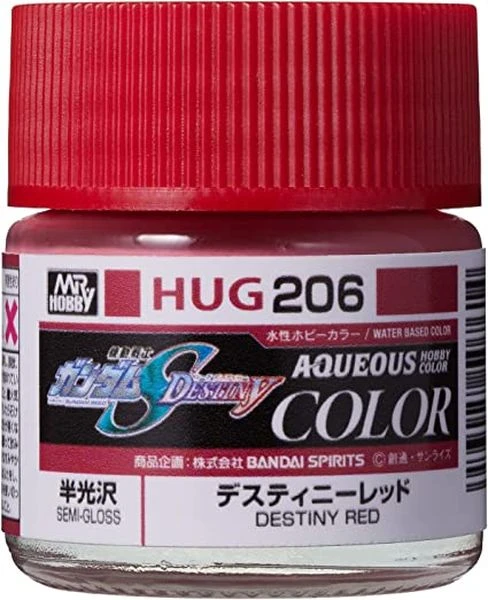 GUNZE 環保水性漆 HUG-206 HUG206 SEED DESTINY鋼彈專用 半光澤 命運紅 10ml