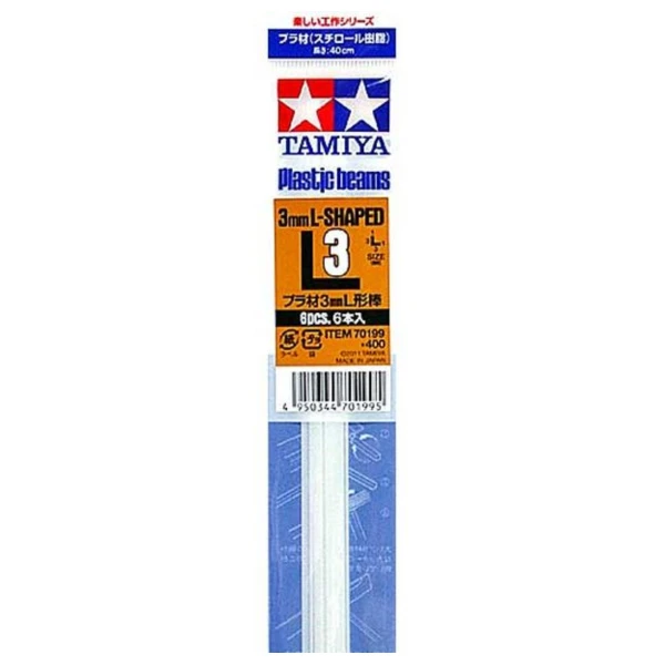TAMIYA 田宮 改造棒 L形 3mm/長40cm/厚1mm（6入）#70199