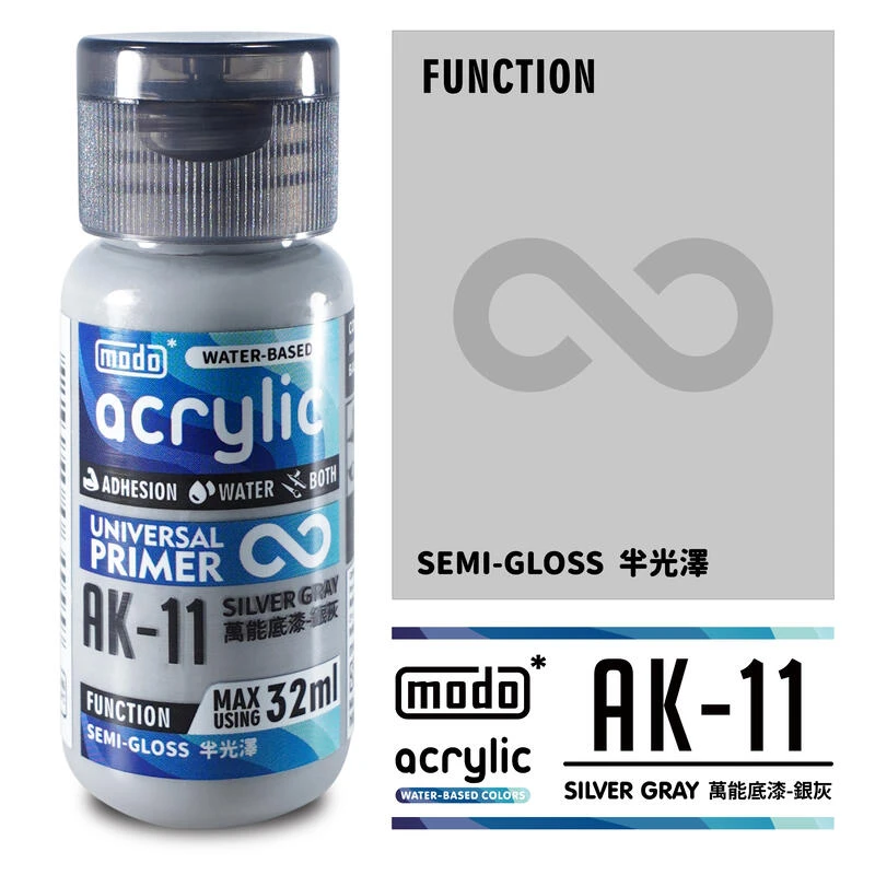 modo摩多製造所 水漆 AK-11 萬能底漆-銀灰 32ml