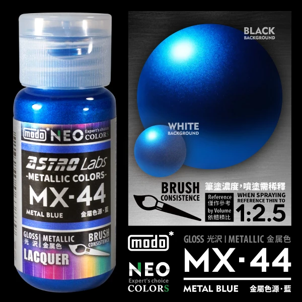 modo摩多製造所 NEO瓶 全新二代金屬色 MX-44 MX44 金屬色源·藍 30ML 模型漆