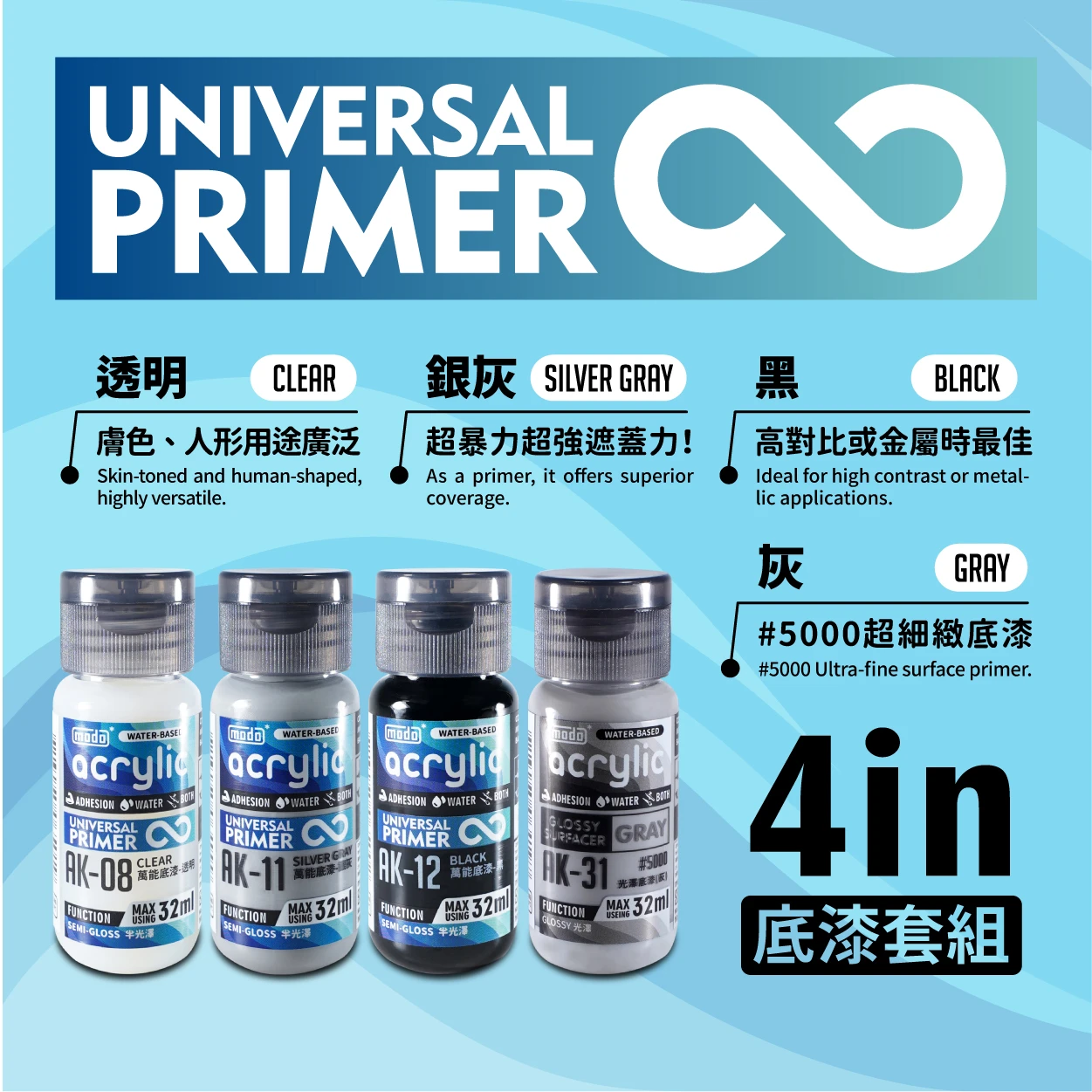 modo摩多製造所 水漆 萬用底漆套色 4色
