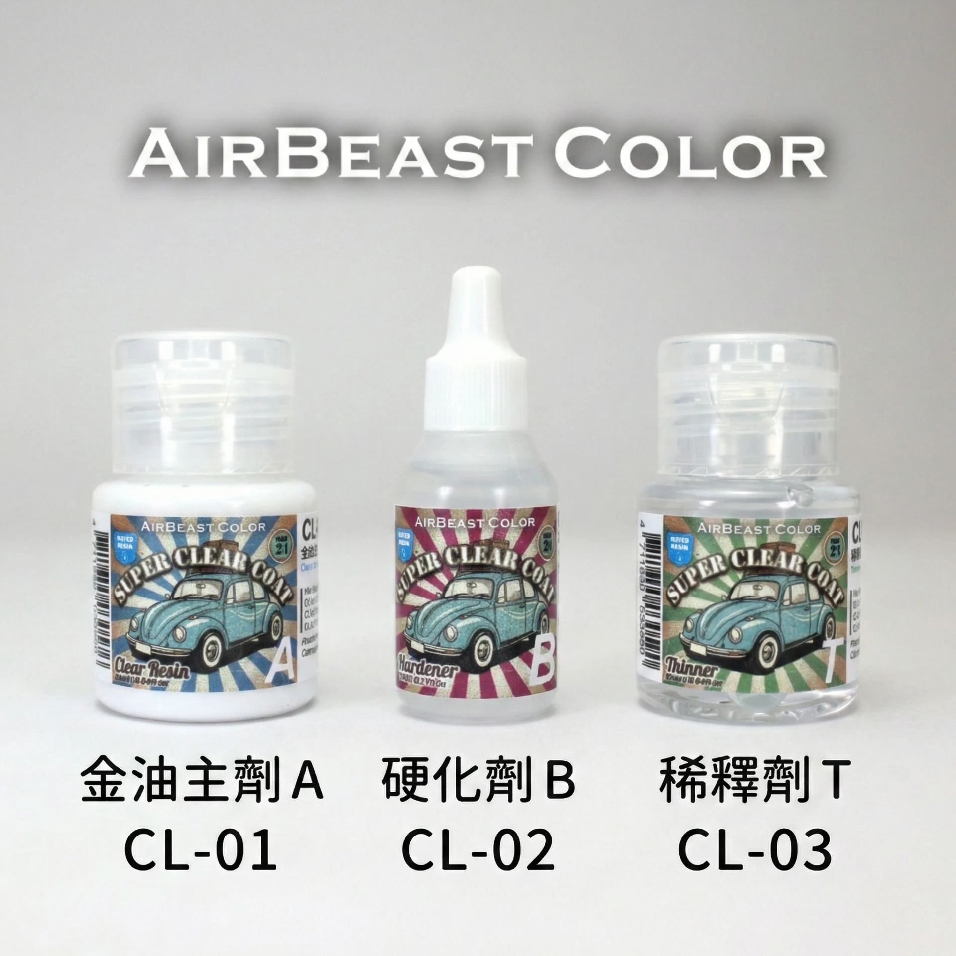 AirBeast 水性金油 套組(主劑A+硬化劑B+稀釋劑T)