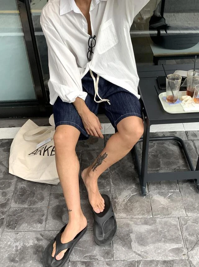 韓國抽繩五分牛仔短褲