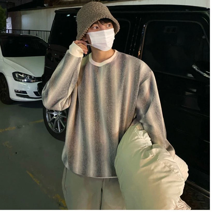 韓國渲染毛呢長袖上衣- 3色