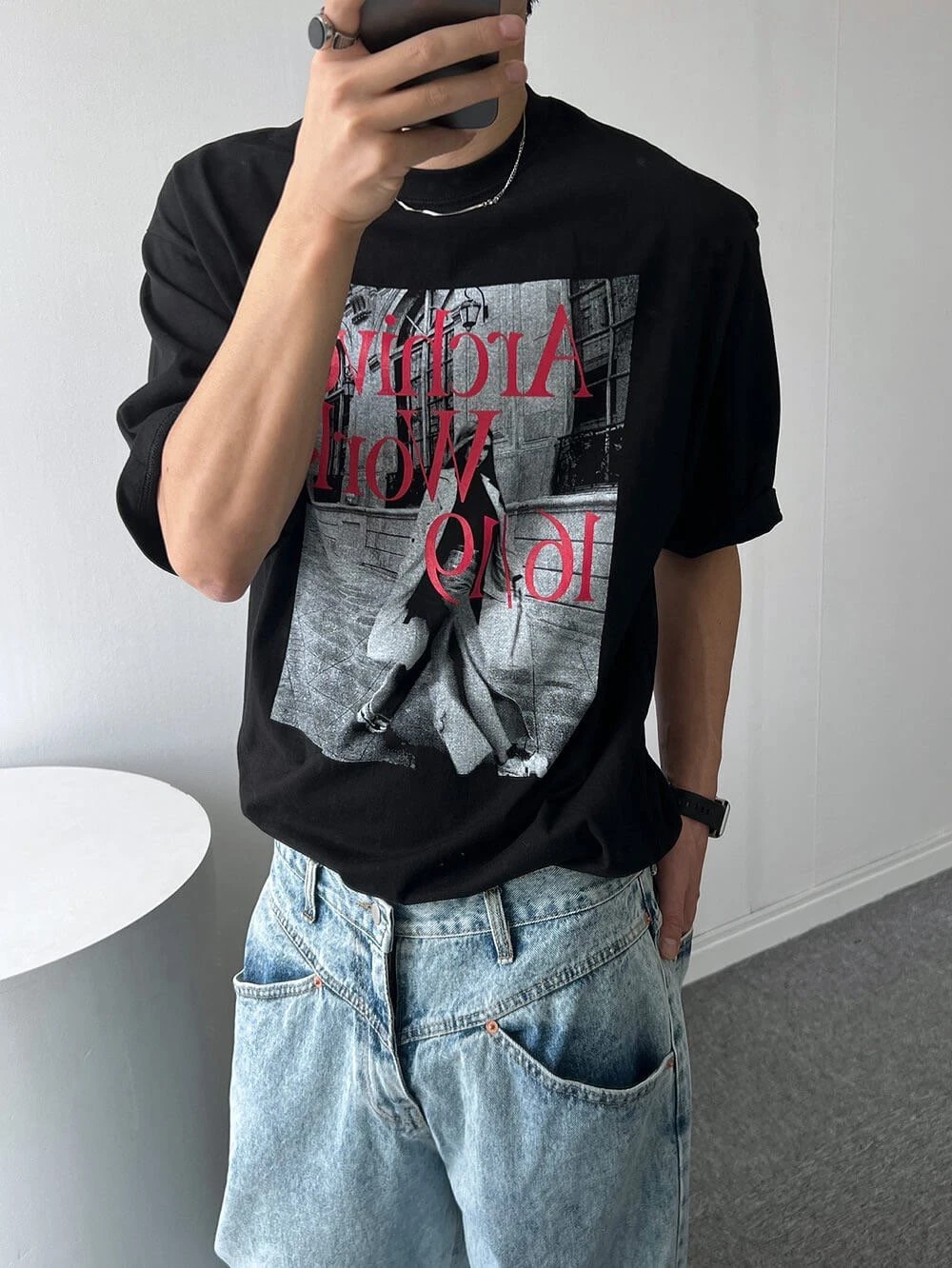 韓國復古時尚相片短TEE｜2色