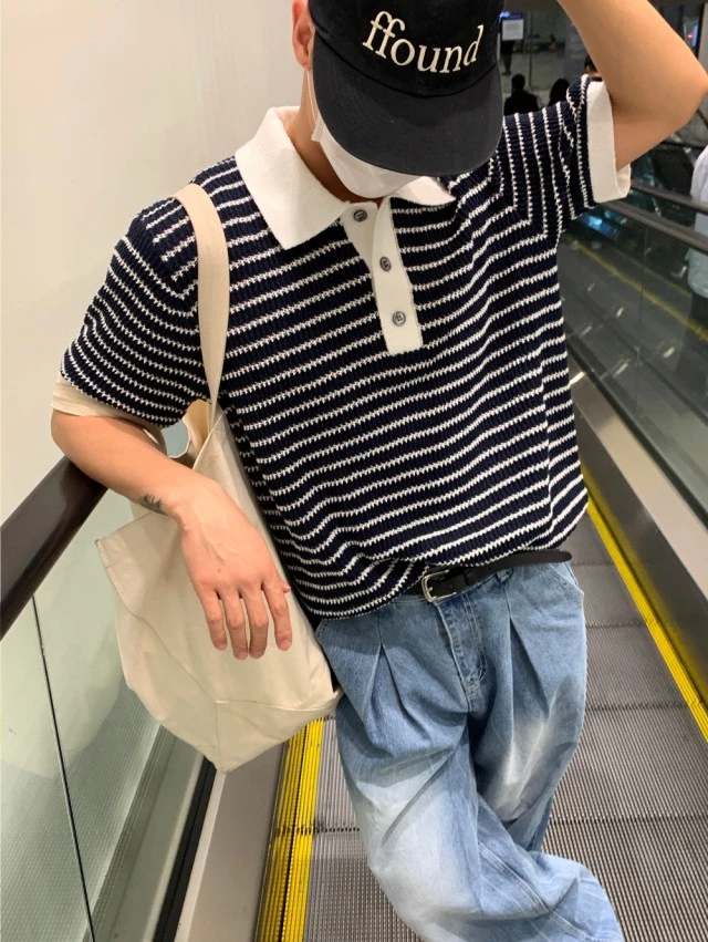 韓國翻領條紋針織POLO衫｜3色