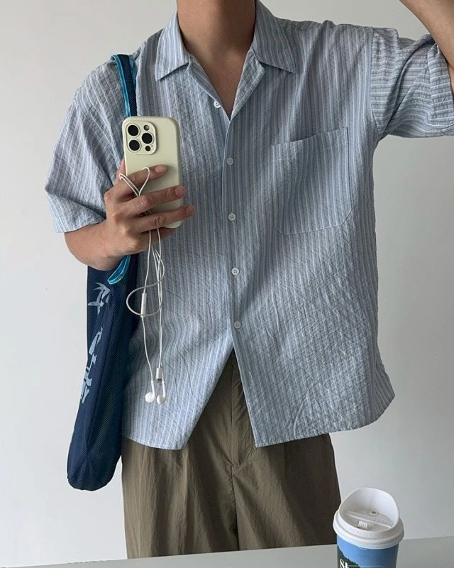 韓國開襟條紋睡衣襯衫｜3色