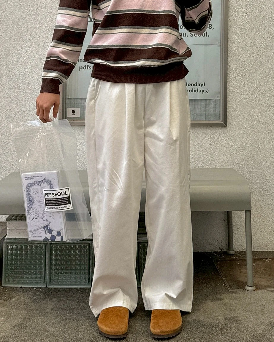 韓國皺褶慵懶工裝卡其褲｜7色