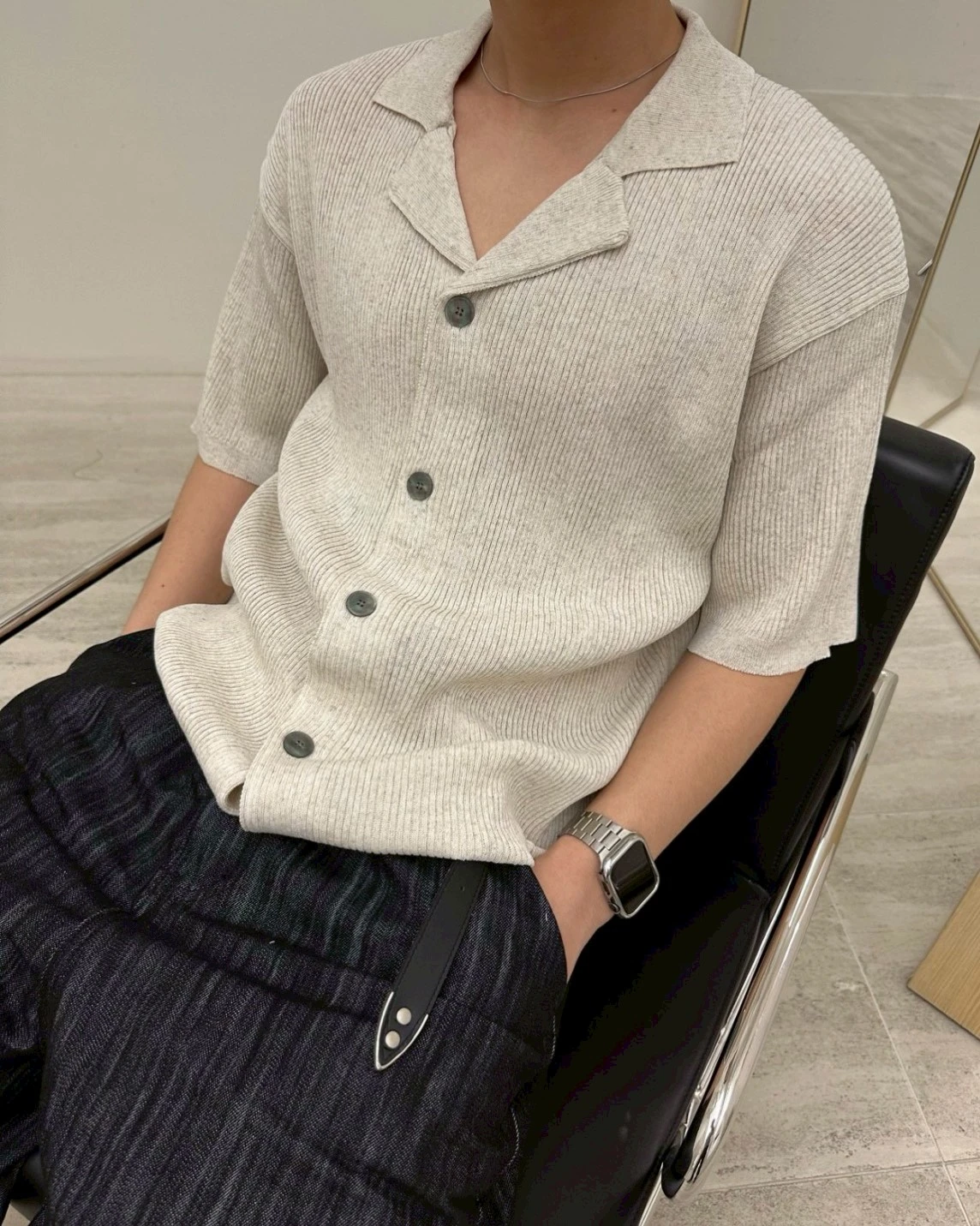 韓國簡約短袖開襟衫｜3色