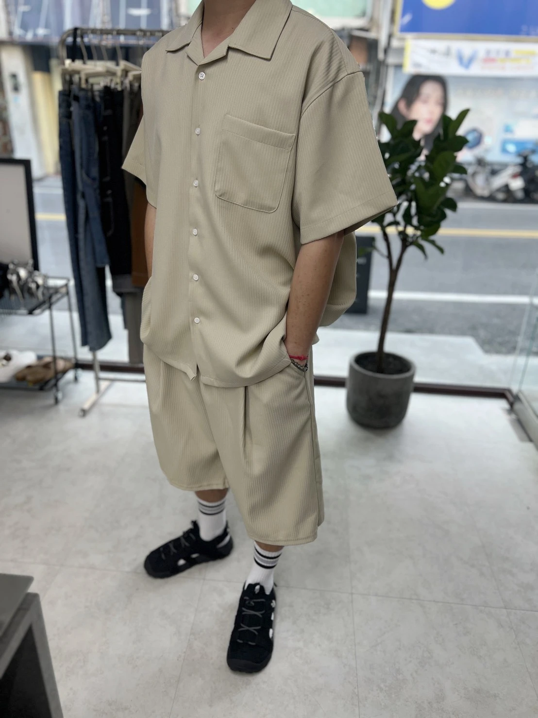 韓國莫茲開襟細紋套裝｜2色