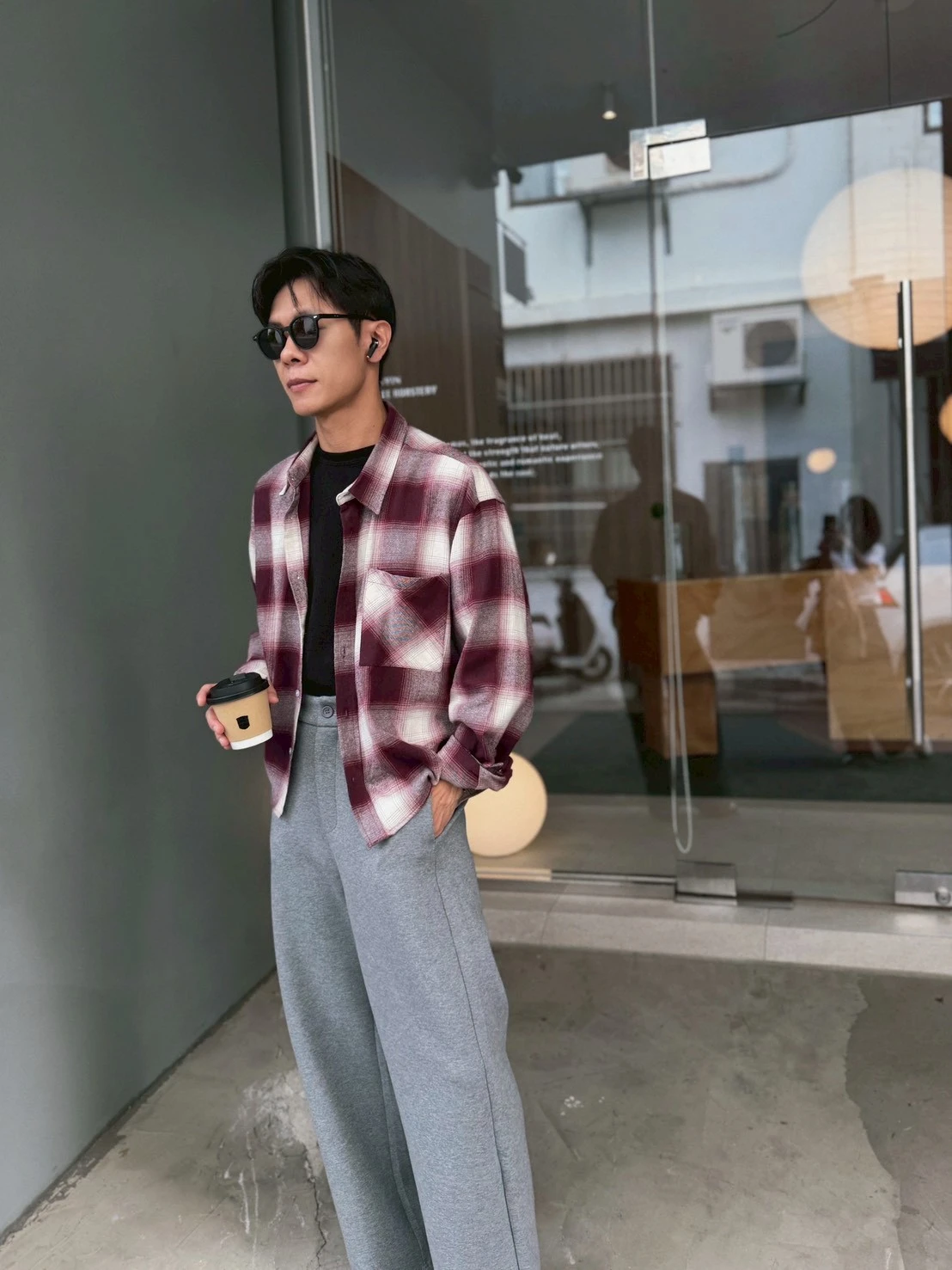韓國法蘭絨格紋短版襯衫｜3色