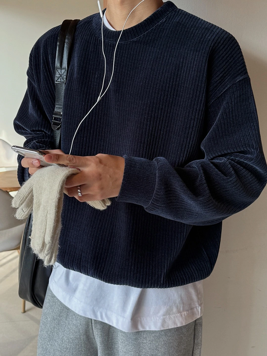 韓國質感絨面條紋上衣｜4色