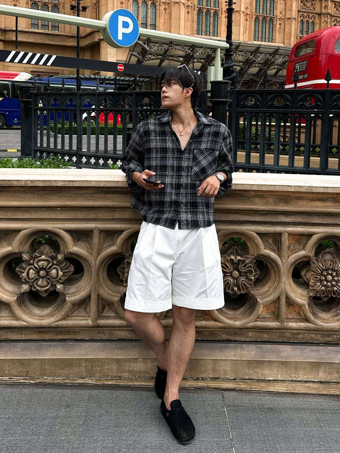 韓國春夏棉麻短版格紋襯衫｜3色