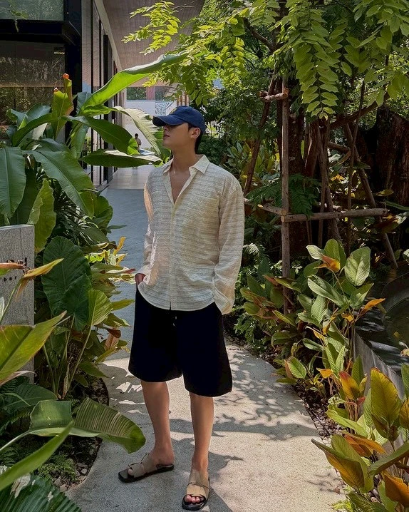 韓國夏日輕薄立體織紋襯衫｜4色