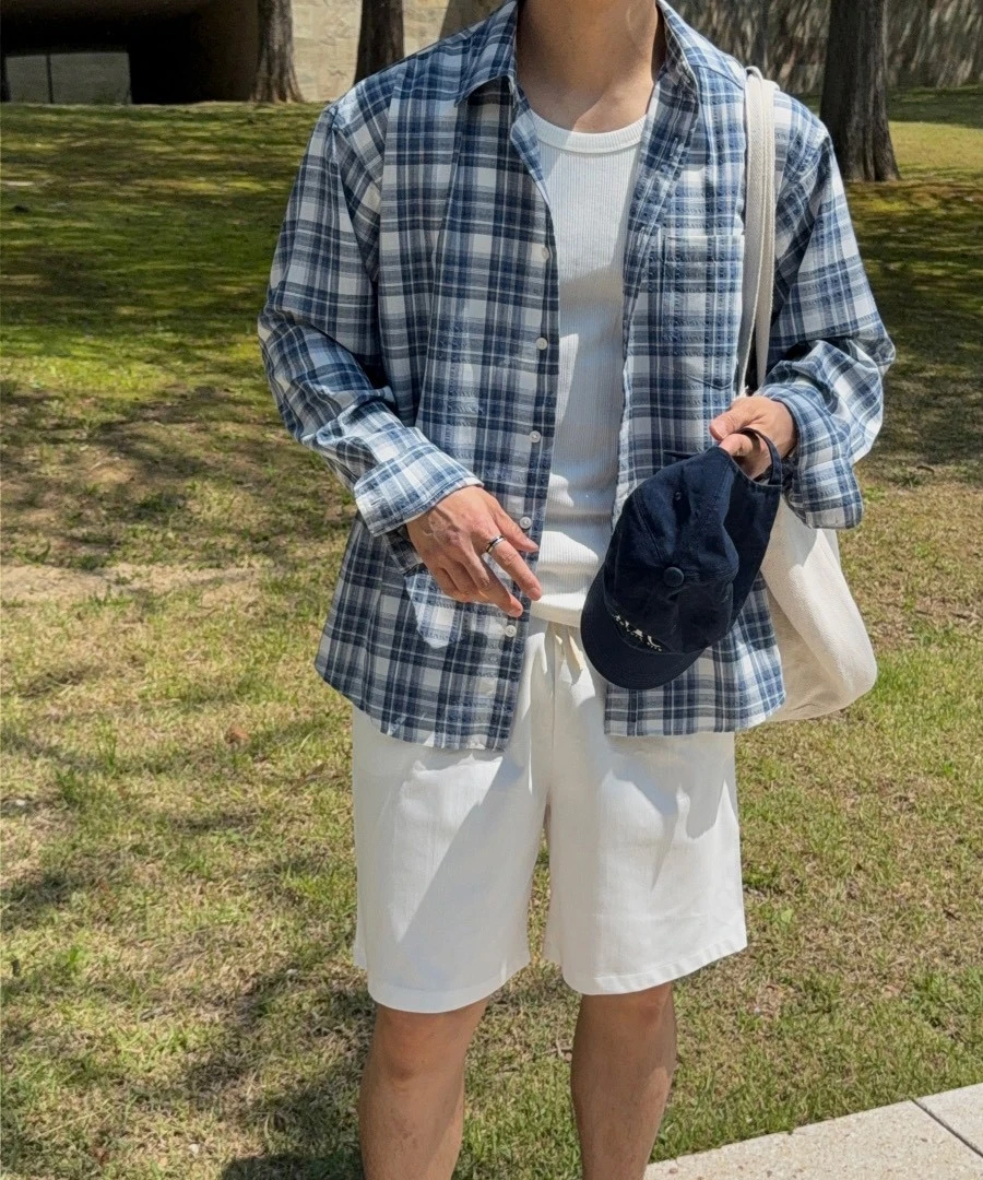 韓國夏季輕薄格紋襯衫｜8色