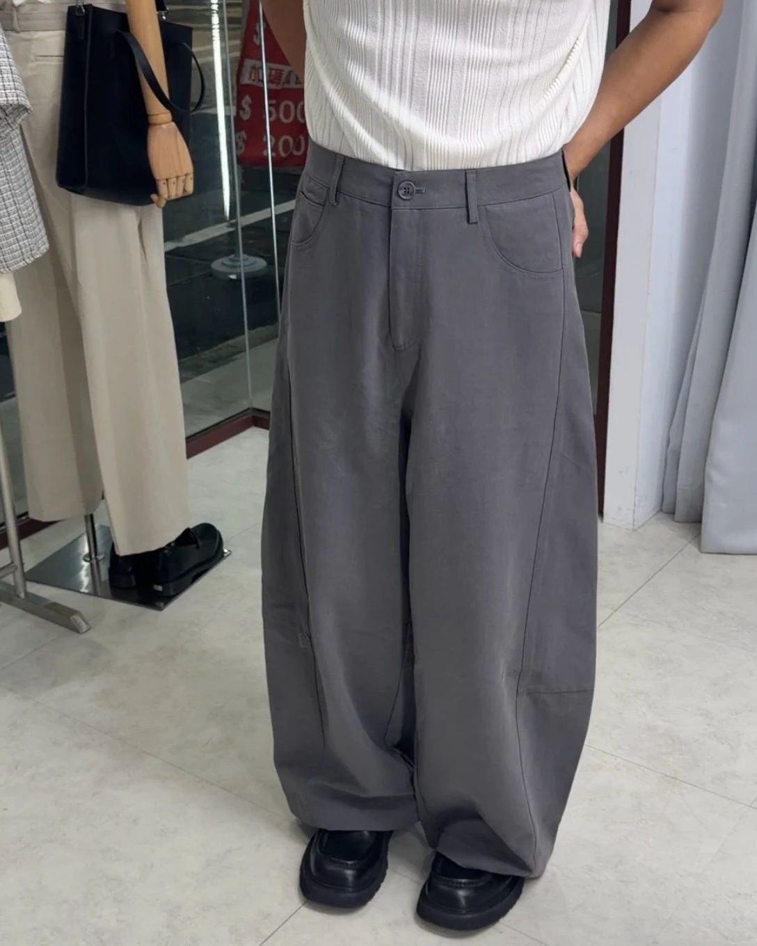 韓版立體剪裁廓形闊腿褲｜2色