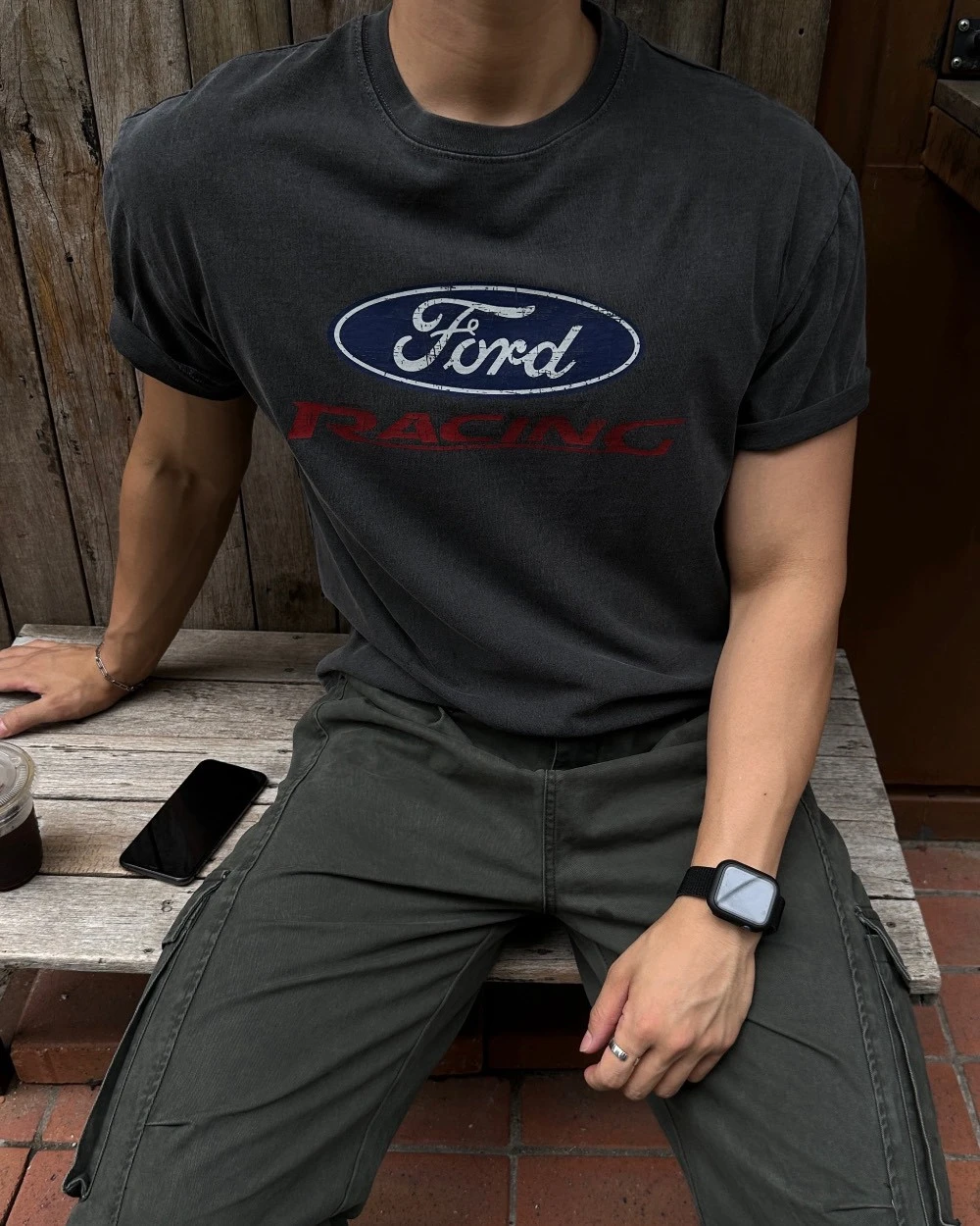 韓國短版Ford水洗印刷T恤｜4色