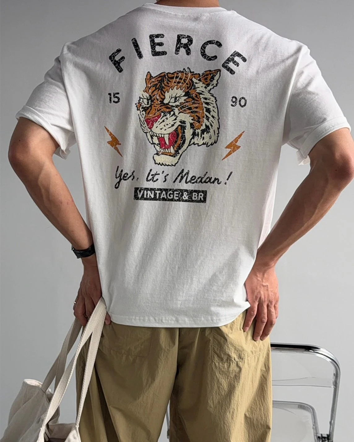 韓國TIGER復古印刷短TEE｜3色