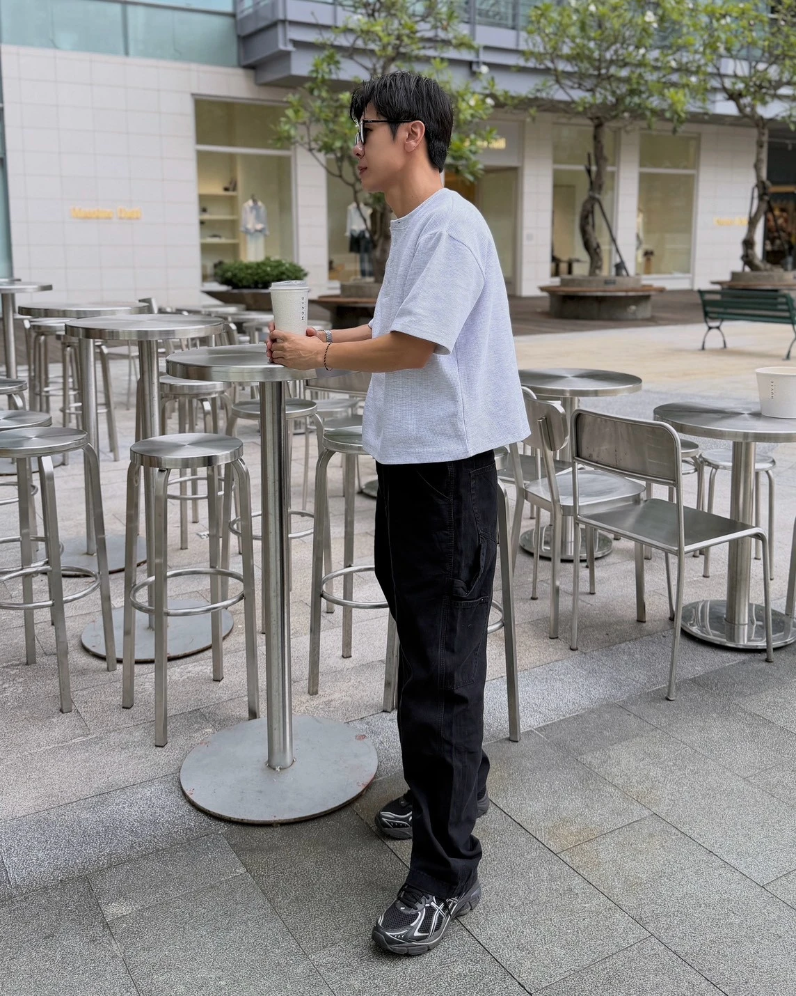 韓版復古水洗直筒工裝褲