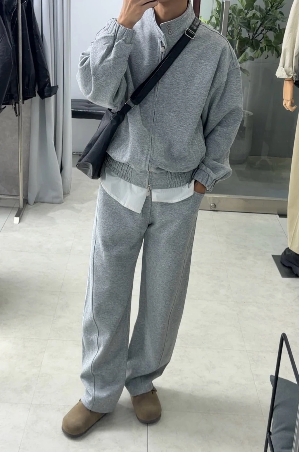 韓版廓形立領棉質套裝