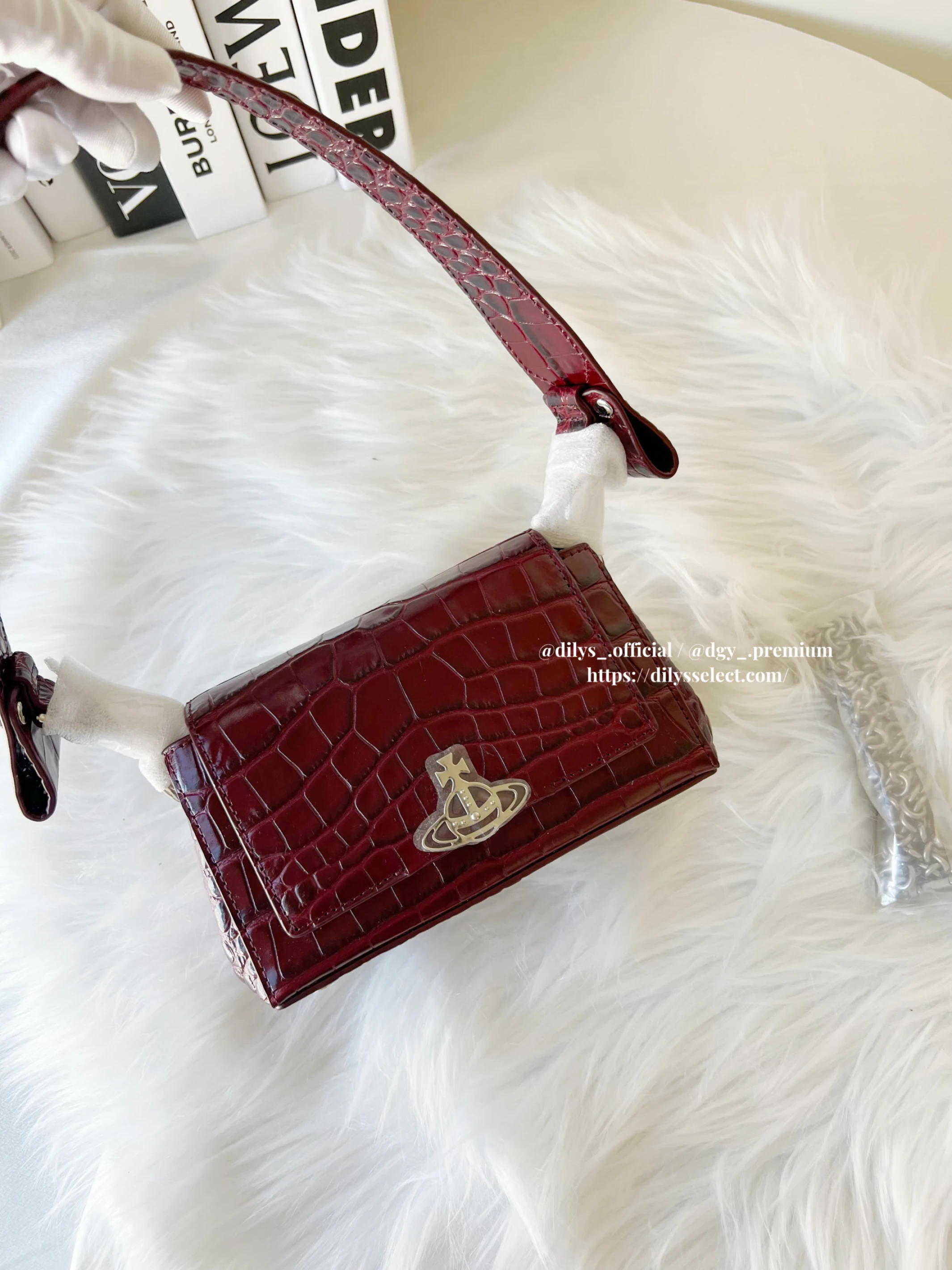 現貨｜Vivienne Westwood Hazel Small 鱷魚紋酒紅色