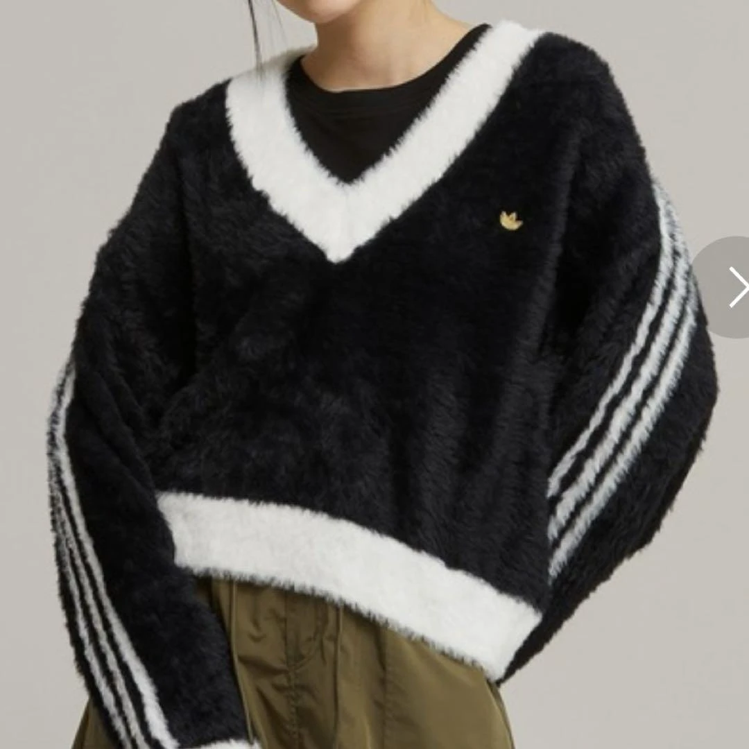 Adidas Originals 三線 毛毛V領上衣