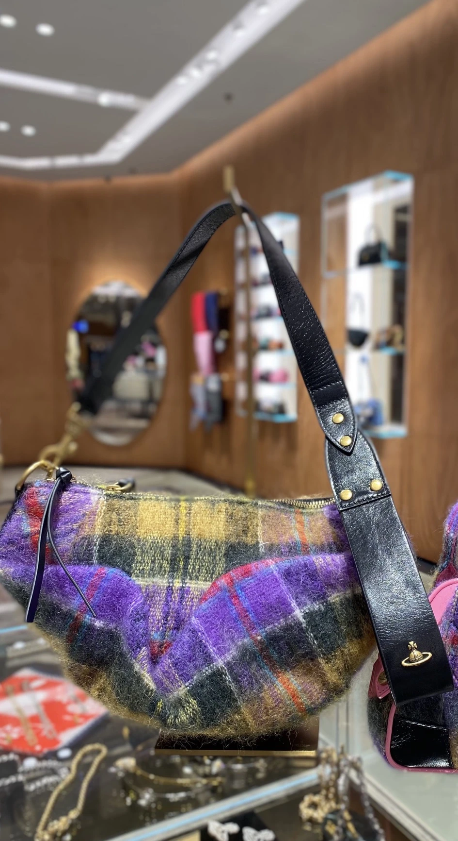 客訂｜Vivienne Westwood 紫色格紋腋下包