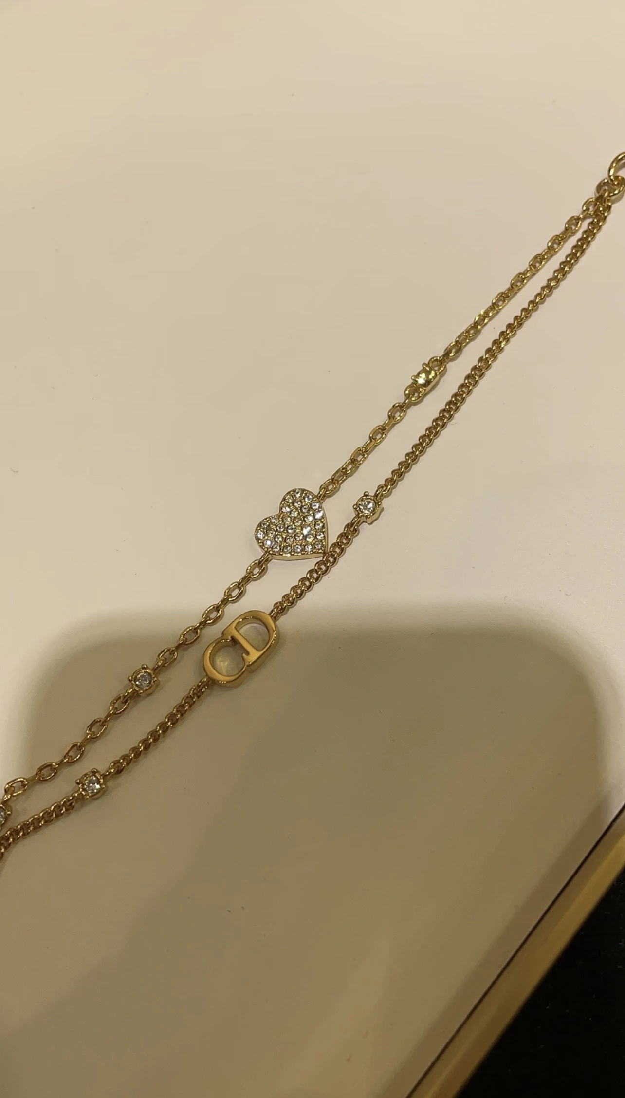 客訂｜Dior VP 折扣 愛心雙鏈手鏈 金色