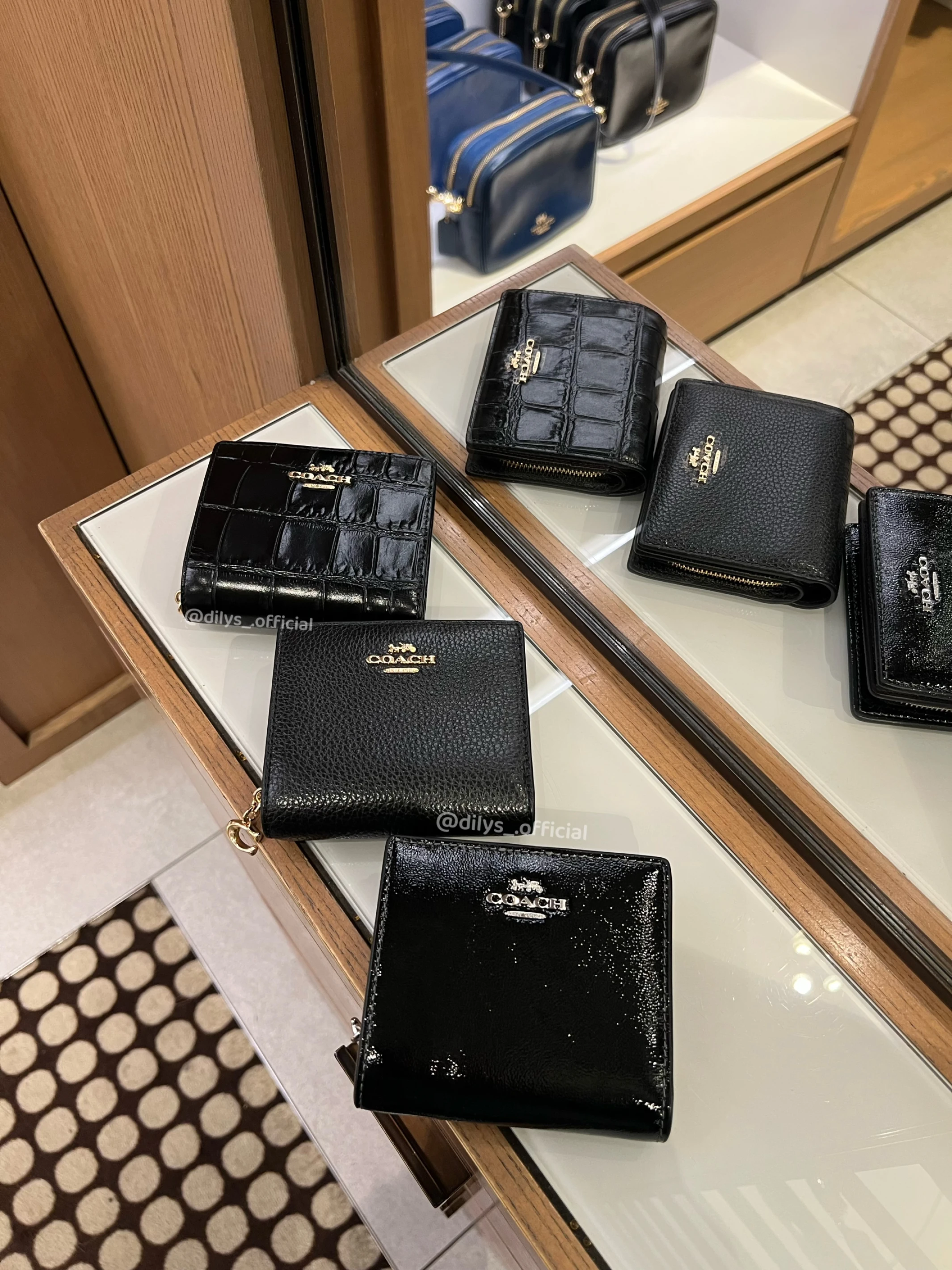 <黑色熱門款>Coach 短夾 鱷魚紋 荔枝皮 亮面