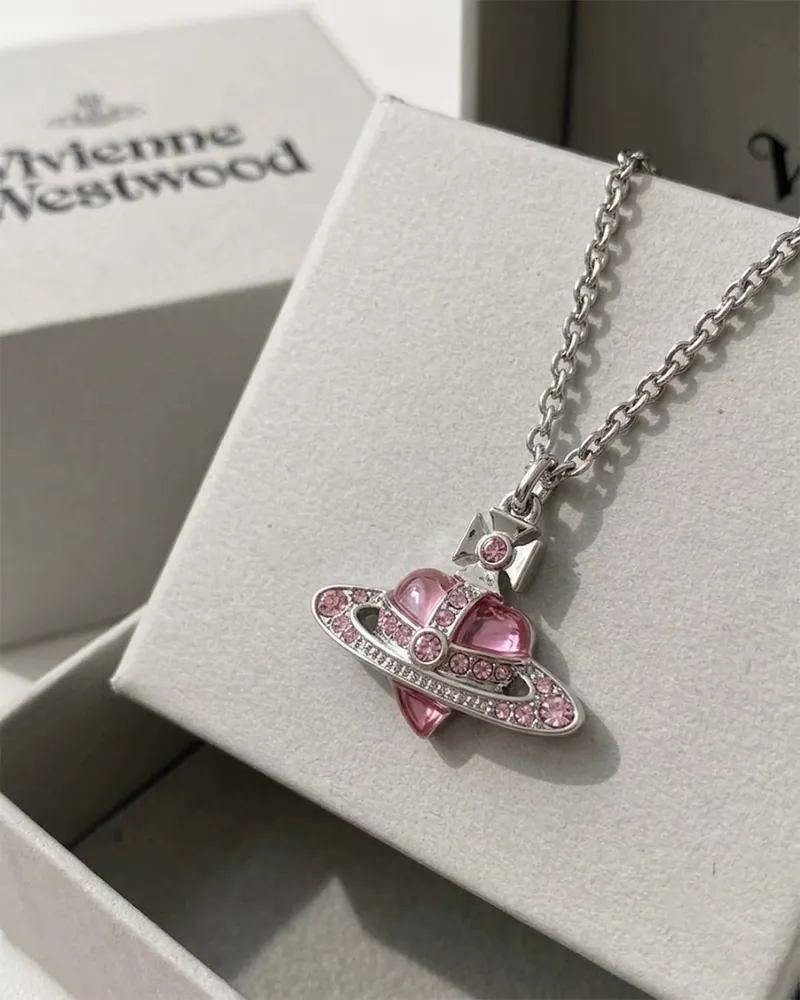 現貨｜Vivienne Westwood New Diamante Heart Pendant Necklace 粉色愛心項鍊